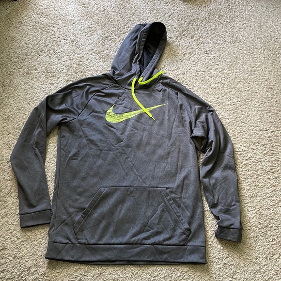 Nike Other - ⭐️EUC Men’s Nike Dark Gray/Neon Yellow Dri-Fit Hoodie Pullover 860485-072 sz XLT
